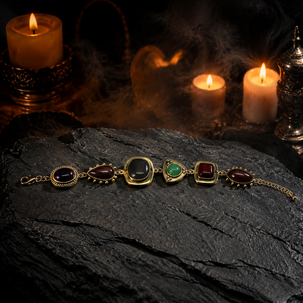 acred Oasis - Natural Amber & Golden Rutilated Quartz Energy Bracelet