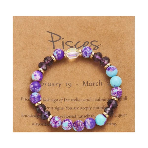 Minimalist Personalized Zodiac Crystal Beaded Bracelet - Perfect Gift for Her