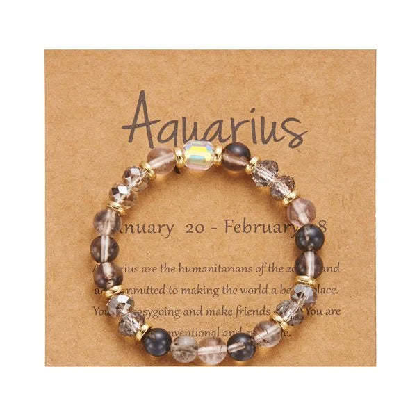 Minimalist Personalized Zodiac Crystal Beaded Bracelet - Perfect Gift for Her