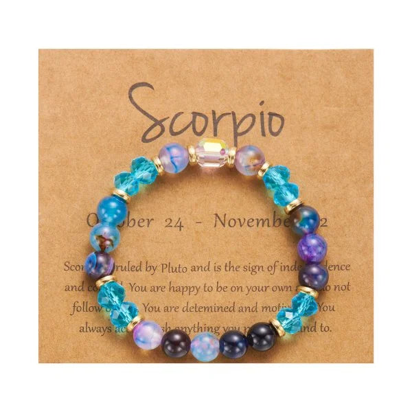 Minimalist Personalized Zodiac Crystal Beaded Bracelet - Perfect Gift for Her