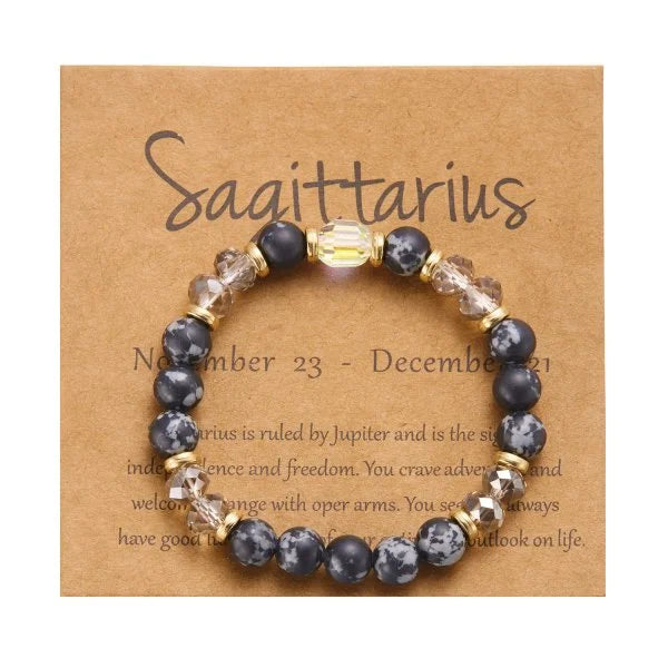 Minimalist Personalized Zodiac Crystal Beaded Bracelet - Perfect Gift for Her
