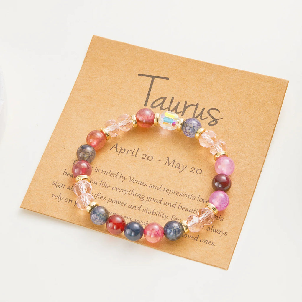 Minimalist Personalized Zodiac Crystal Beaded Bracelet - Perfect Gift for Her